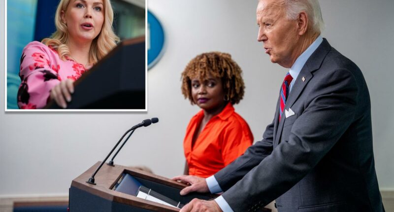 Karoline Leavitt blames Joe Biden for the âhard timeâ Karine Jean-Pierre had as White House press secretaryÂ 